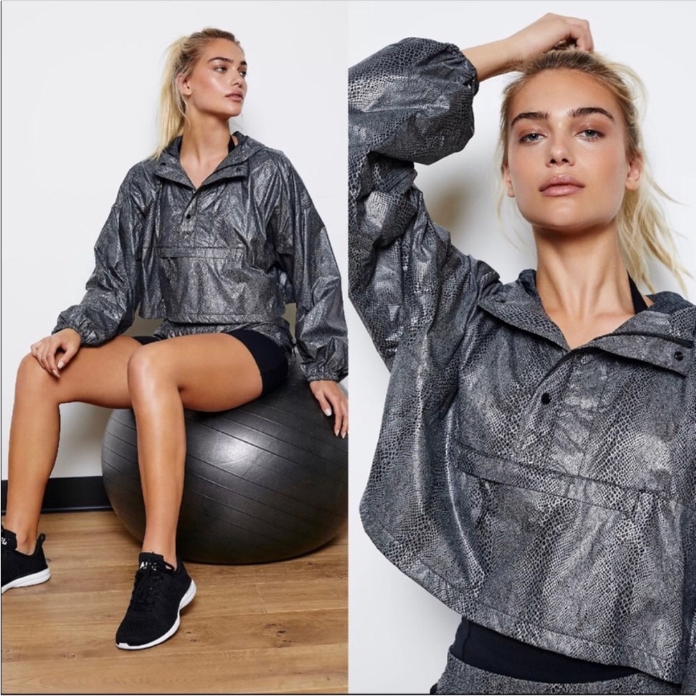 BOGO! Free People Movement Diamond Back Reflective Jacket Cropped Gray Large